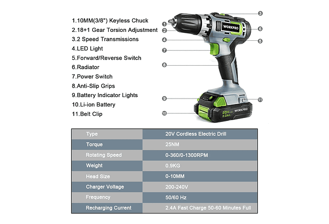 IMP0047- Berbequim elétrico sem fio 20ve chave de fenda de impacto conjunto de conjuntos de ferramentas elétricas recarregáveis com 16 conjuntos de acessórios 