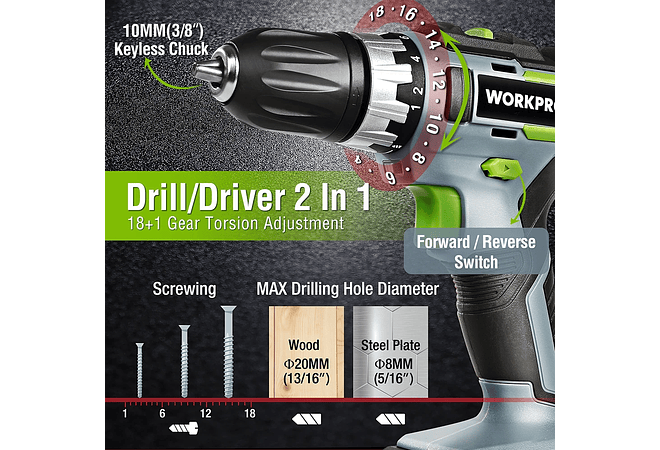 IMP0047- Berbequim elétrico sem fio 20ve chave de fenda de impacto conjunto de conjuntos de ferramentas elétricas recarregáveis com 16 conjuntos de acessórios 