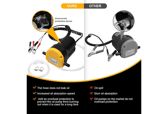 IMP0054- Bomba extrator de óleo, 12 V 60 W e óleo e diesel, para automóveis/motocicletas/barcos/caravanas