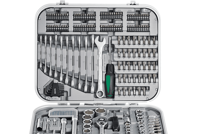 IMP0062- Conjunto de chaves 1/4&quot; + 1/2&quot;. - M9 8450 - 232 peças- .Mannesmann