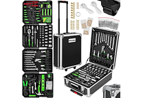 IMP0063- TecTake Mala ferramentas profissional com 1200 peças, carrinho ferramentas com pega telescópica, caixa de ferramentas completa com 4 níveis, carrinho de ferramentas ofici...