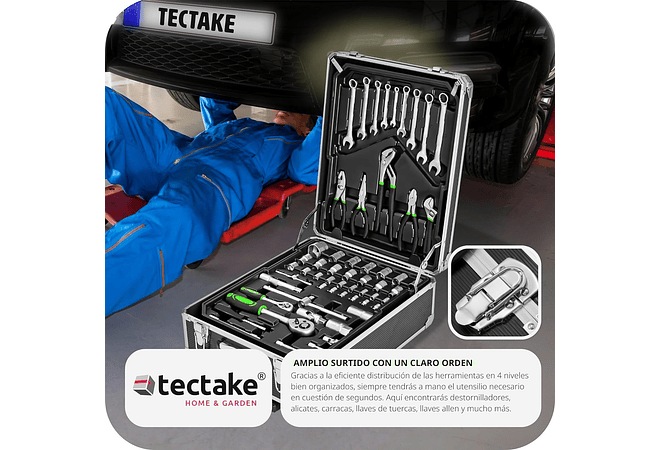 IMP0063- TecTake Mala ferramentas profissional com 1200 peças, carrinho ferramentas com pega telescópica, caixa de ferramentas completa com 4 níveis, carrinho de ferramentas ofici...