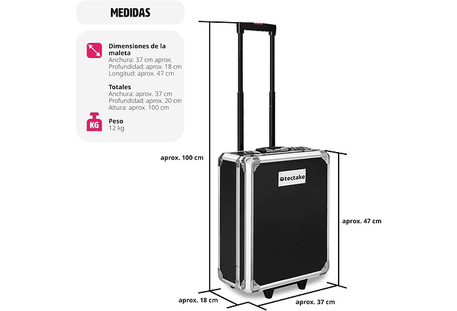 IMP0063- TecTake Mala ferramentas profissional com 1200 peças, carrinho ferramentas com pega telescópica, caixa de ferramentas completa com 4 níveis, carrinho de ferramentas ofici...