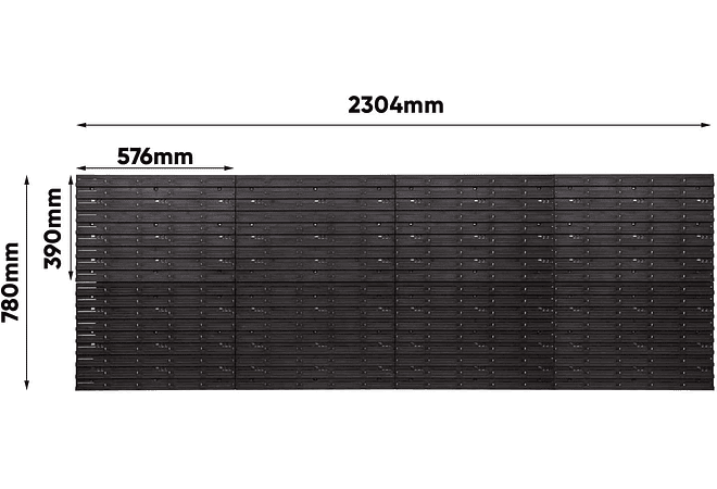 IMP0065- Parede para ferramentas - 2304 x 780 mm, conjunto de 116 suportes para ferramentas com parede perfurada, 