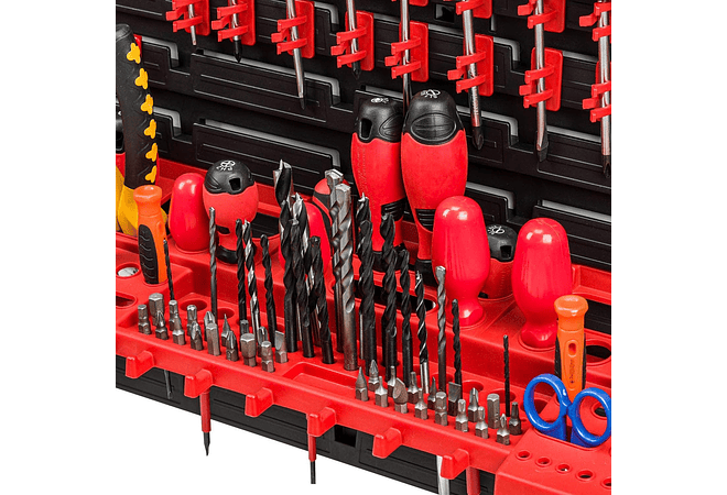 IMP0065- Parede para ferramentas - 2304 x 780 mm, conjunto de 116 suportes para ferramentas com parede perfurada, 