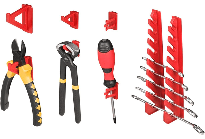 IMP0065- Parede para ferramentas - 2304 x 780 mm, conjunto de 116 suportes para ferramentas com parede perfurada, 