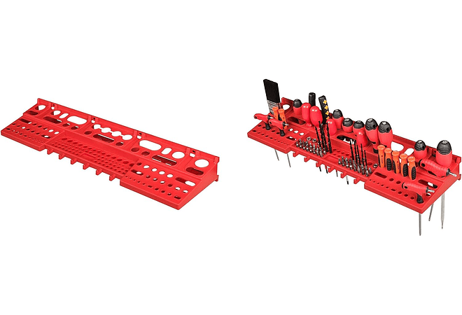 IMP0065- Parede para ferramentas - 2304 x 780 mm, conjunto de 116 suportes para ferramentas com parede perfurada, 
