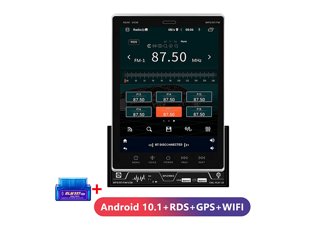 IMP0075- Rádio para automóvel , ecrã vertical, Auto Stereo Universal, Rádio, Mapa GPS para Volkswagen, Nissan, Kia, 2 Din, 9,5&quot;