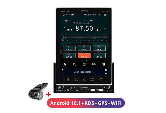 IMP0075- Rádio para automóvel , ecrã vertical, Auto Stereo Universal, Rádio, Mapa GPS para Volkswagen, Nissan, Kia, 2 Din, 9,5&quot;
