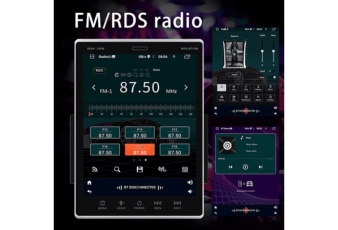 IMP0075- Rádio para automóvel , ecrã vertical, Auto Stereo Universal, Rádio, Mapa GPS para Volkswagen, Nissan, Kia, 2 Din, 9,5&quot;