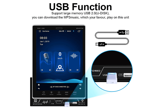 IMP0075- Rádio para automóvel , ecrã vertical, Auto Stereo Universal, Rádio, Mapa GPS para Volkswagen, Nissan, Kia, 2 Din, 9,5&quot;