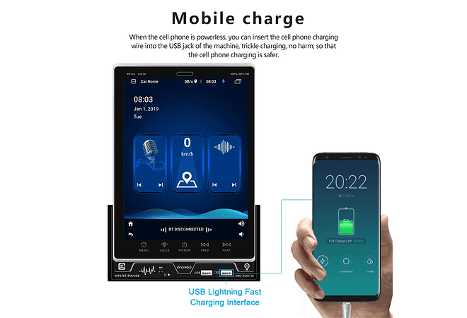 IMP0075- Rádio para automóvel , ecrã vertical, Auto Stereo Universal, Rádio, Mapa GPS para Volkswagen, Nissan, Kia, 2 Din, 9,5&quot;