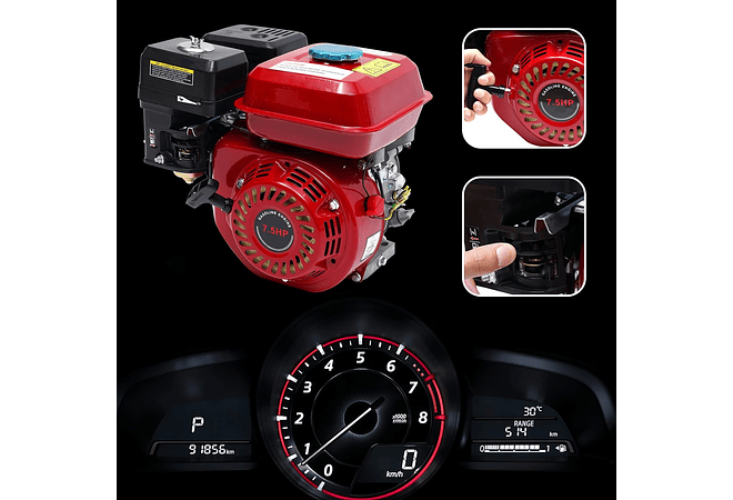 IMP0077- Motor a gasolina, motor de kart industrial de 4 tempos, 1 cilindro, 3600 RPM (vermelho)