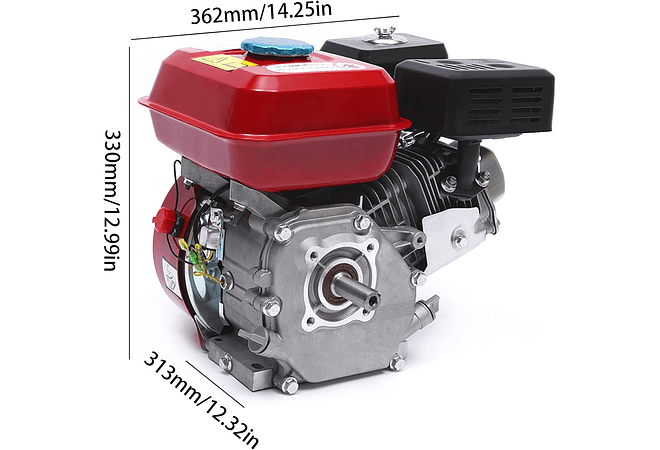 IMP0077- Motor a gasolina, motor de kart industrial de 4 tempos, 1 cilindro, 3600 RPM (vermelho)