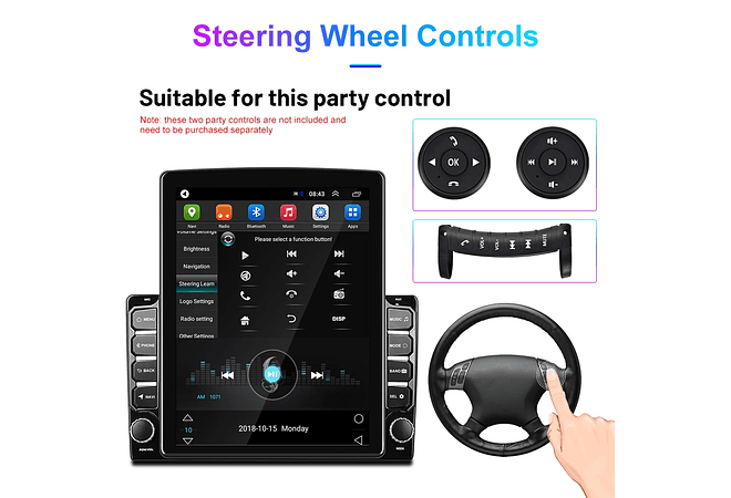 IMP0078- Rádio Carro Podofo Android, Tela Vertical, Navegação GPS, Autoradio, Estilo Tesla, Unidade de Cabeça, Receptor Estéreo, RDS, 9.7 &quot;, 2 Din