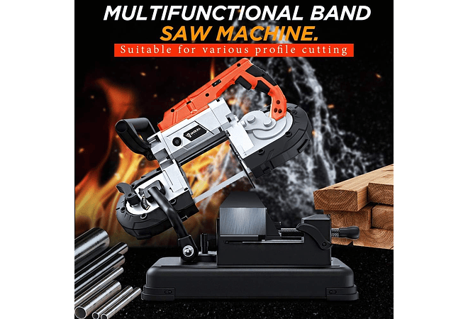  IMP0079- Serra de fita de metal com foco LED (Anbull) , 1100 W/230 V, ajustável 0 a 45 °