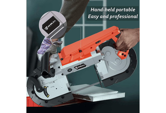  IMP0079- Serra de fita de metal com foco LED (Anbull) , 1100 W/230 V, ajustável 0 a 45 °