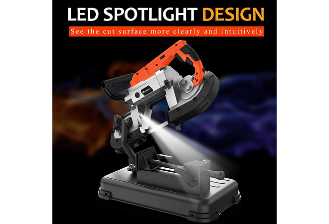  IMP0079- Serra de fita de metal com foco LED (Anbull) , 1100 W/230 V, ajustável 0 a 45 °