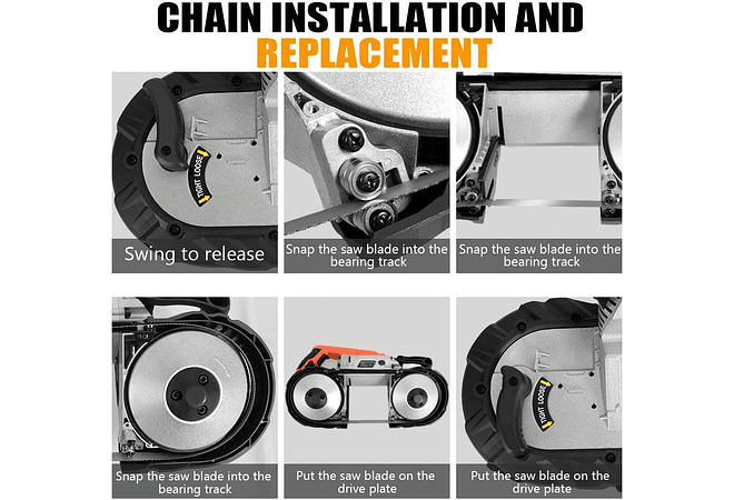  IMP0079- Serra de fita de metal com foco LED (Anbull) , 1100 W/230 V, ajustável 0 a 45 °