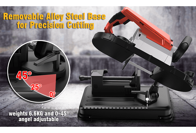  IMP0079- Serra de fita de metal com foco LED (Anbull) , 1100 W/230 V, ajustável 0 a 45 °