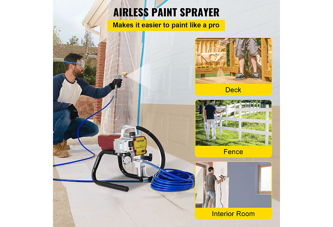IMP0081- VEVOR-Pulverizador De Pintura De Parede Alta Pressão, 2.2 L/Min para Teto e Piso