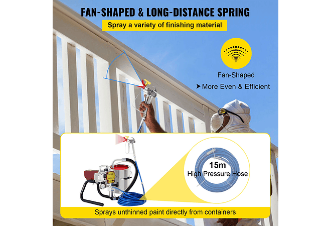 IMP0081- VEVOR-Pulverizador De Pintura De Parede Alta Pressão, 2.2 L/Min para Teto e Piso