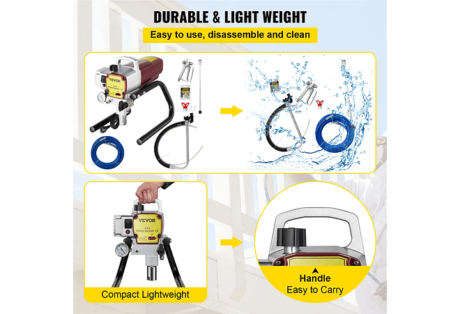 IMP0081- VEVOR-Pulverizador De Pintura De Parede Alta Pressão, 2.2 L/Min para Teto e Piso