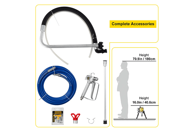 IMP0081- VEVOR-Pulverizador De Pintura De Parede Alta Pressão, 2.2 L/Min para Teto e Piso