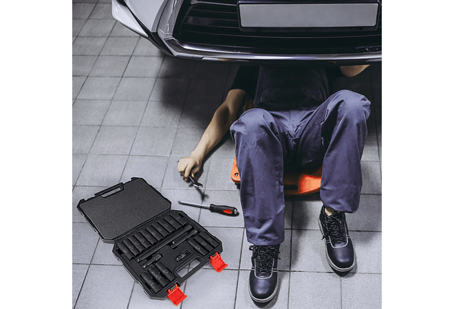 IMP0082- Conjunto de soquetes de impacto métrico METERK-Drive, chave profunda para ferramentas de reparo pneumáticas, 9-24mm, 20pcs, 1/2&quot;