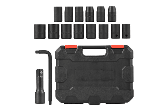 IMP0082- Conjunto de soquetes de impacto métrico METERK-Drive, chave profunda para ferramentas de reparo pneumáticas, 9-24mm, 20pcs, 1/2&quot;