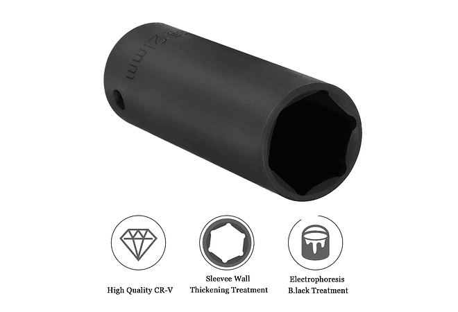 IMP0082- Conjunto de soquetes de impacto métrico METERK-Drive, chave profunda para ferramentas de reparo pneumáticas, 9-24mm, 20pcs, 1/2&quot;