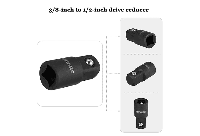 IMP0082- Conjunto de soquetes de impacto métrico METERK-Drive, chave profunda para ferramentas de reparo pneumáticas, 9-24mm, 20pcs, 1/2&quot;