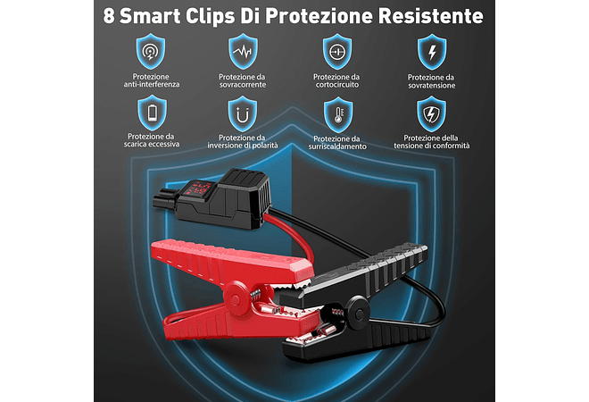 IMP0084- Iniciante de arranque de emergência para carro/motoBRPOM 2000 A, 21800 mAh, (motores de até 8,0 l, gás ou 6,5 l, diesel), lanterna LED, porta USB para smartphone (2000 A)