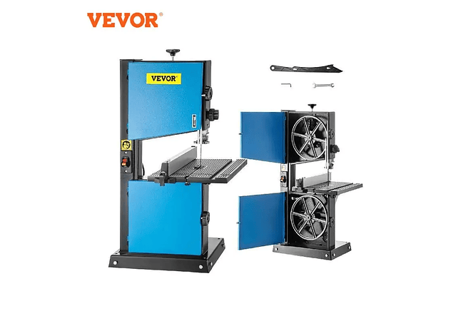 IMP0087- Vevor Serra de fita com porta de serragem 9 Polegada, corte máximo 45 ° tilt benchtop cabo serra de fita 300w mesa madeira 