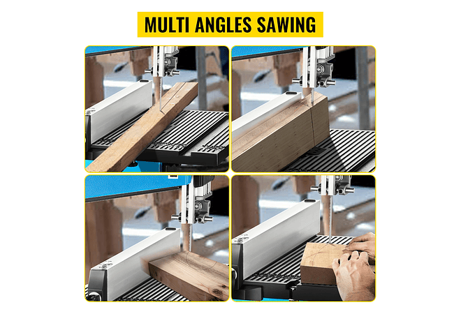 IMP0087- Vevor Serra de fita com porta de serragem 9 Polegada, corte máximo 45 ° tilt benchtop cabo serra de fita 300w mesa madeira 