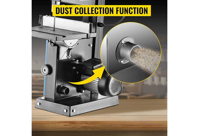 IMP0087- Vevor Serra de fita com porta de serragem 9 Polegada, corte máximo 45 ° tilt benchtop cabo serra de fita 300w mesa madeira 