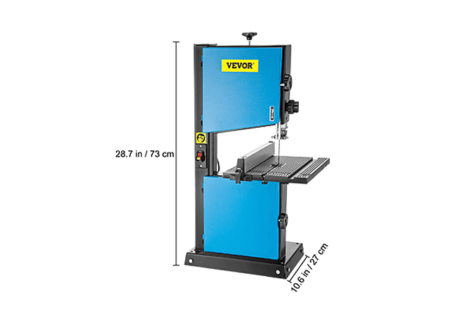 IMP0087- Vevor Serra de fita com porta de serragem 9 Polegada, corte máximo 45 ° tilt benchtop cabo serra de fita 300w mesa madeira 