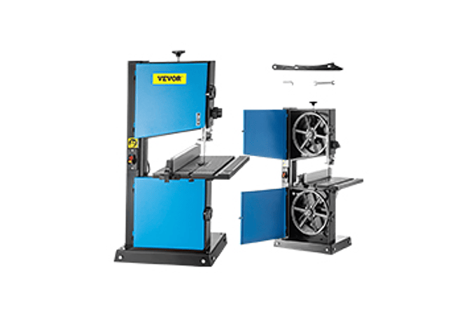 IMP0087- Vevor Serra de fita com porta de serragem 9 Polegada, corte máximo 45 ° tilt benchtop cabo serra de fita 300w mesa madeira 