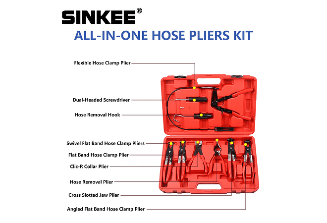  IMP0088- Conjunto de ferramentas de remoção automática - alicate de braçadeira de cabo flexível (9 peças) ( alicate de cabo giratório) 