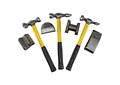 IMP0090- KIT conjunto de tases e martelos chapista com alça de fibra para carroceria (7 peças) 
