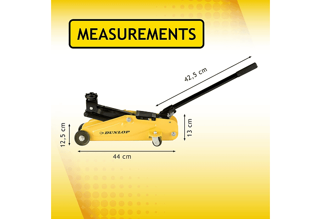 IMP0093- Dunlop Gato hidráulico para automóvel - capacidade de 2 toneladas, faixa de elevação de 135 - 305 mm