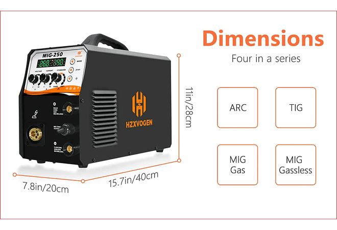 IMP0096- Máquina De Solda MIG, Semi-Automática, Solda De Argônio, 4 em 1, Tig, Mig, Mini Inversor De Solda, MIG-250, 160, 