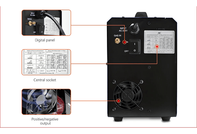 IMP0096- Máquina De Solda MIG, Semi-Automática, Solda De Argônio, 4 em 1, Tig, Mig, Mini Inversor De Solda, MIG-250, 160, 