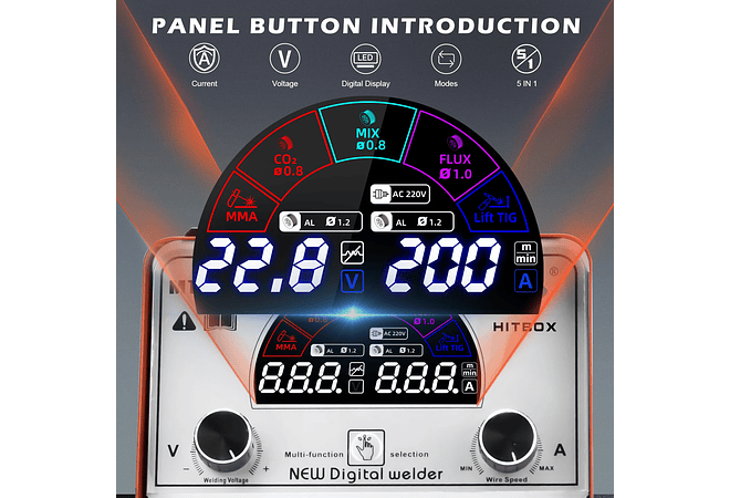 IMP0097- Máquina de soldar , 3 em 1, TIG ARC MIG soldador, CO2 MIX FLUX Gás, 220v- MT2000-II