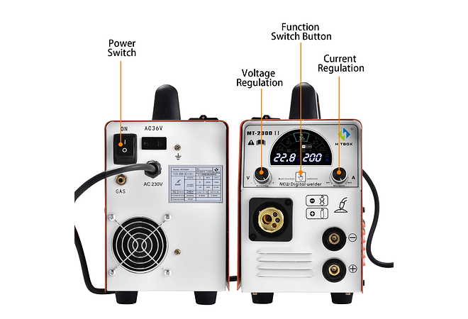 IMP0097- Máquina de soldar , 3 em 1, TIG ARC MIG soldador, CO2 MIX FLUX Gás, 220v- MT2000-II