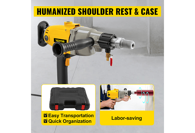 IMP0109- Vevor Broca de diamante de perfuração 1880w 2180w handheld diamante núcleo broca equipamento concreto 110mm 130mm 160mm 180mm molhado/seco 