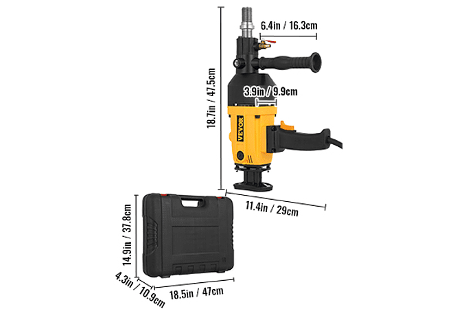 IMP0109- Vevor Broca de diamante de perfuração 1880w 2180w handheld diamante núcleo broca equipamento concreto 110mm 130mm 160mm 180mm molhado/seco 
