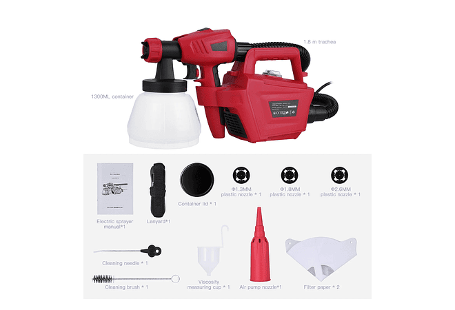 IMP0111- Meterk 800w pistola elétrica 1300ml grande capacidade de alta potência pulverizador da pintura 3 tamanhos do bocal ferramentas elétricas ajustáveis