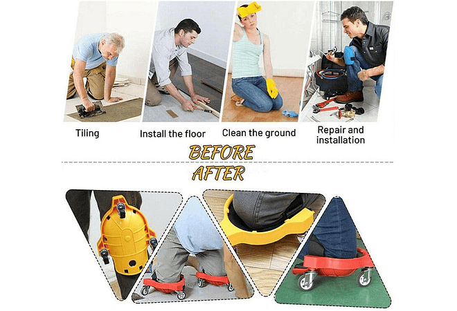 IMP0127- Joelheiras com rodas para piso de Trabalho, Proteção Multifuncional para o Joelho 