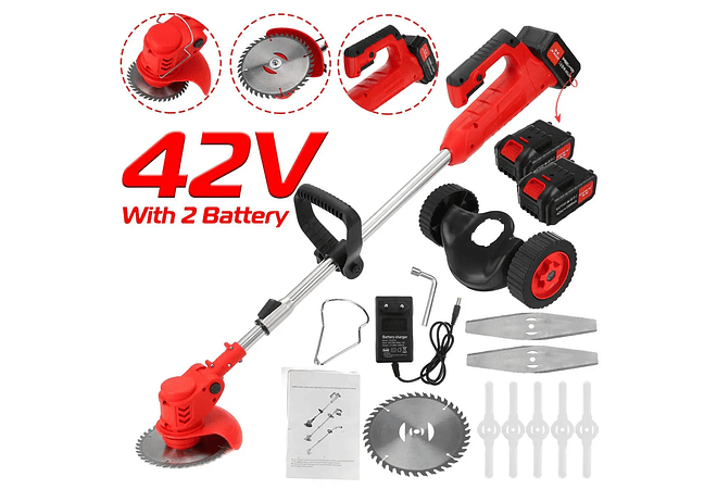 IMP0129- Cortador de Relva Elétrico sem fios 42vf 1880wcom 2 baterias lítio